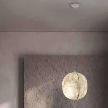 Nova Luce Pierida - lampe suspendue - Ø 42 x 210 cm - blanc sablé
