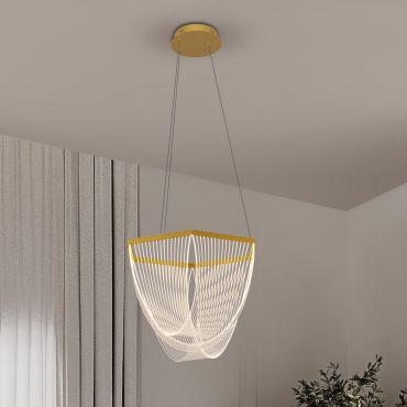 Nova Luce Valentin - lampe suspendue -  Ø 52 x 120 cm - 35W dimmable LED inclus -  laiton doré