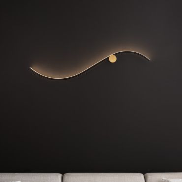 Nova Luce Kima - applique murale - 102 x 20 x 6 cm - 20W LED inclus - or et noir sablé