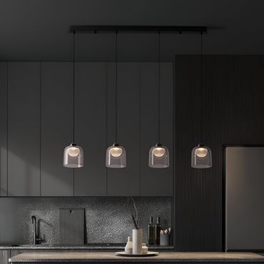 Nova Luce Dione - lampe suspendue - Ø 14 x 100 x 200 cm - 20W LED inclus - noir sablé