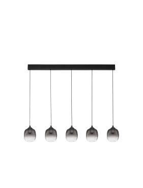 Nova Luce Kita - lampe suspendue - 102 x 120 x 12 cm - 28W LED inclus - noir sablé et verre fumé