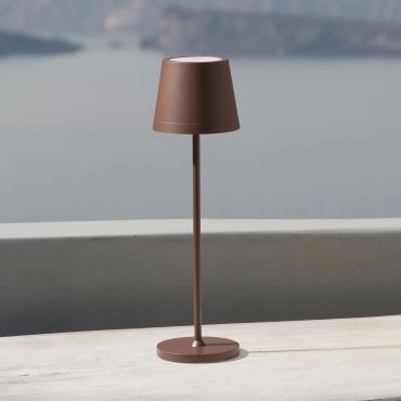 Nova Luce Seina - lampe de table rechargeable - Ø 11,4 x 39,5 cm - 2W dimmable LED inclus - IP54 - corten