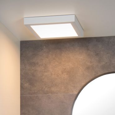Lucide Brice-Led - plafonnier - 30 x 30 x 3,9 cm - 30W LED dimmable inclus - IP44 - blanc