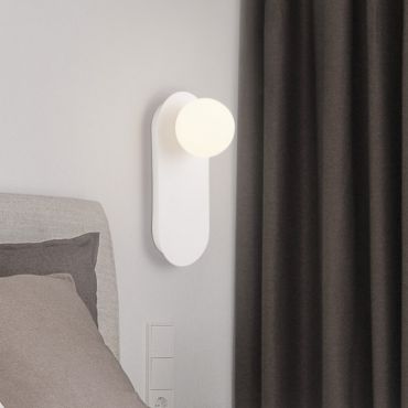 Nova Luce Blob - applique murale - 12 x 30 x 13 cm - blanc sablé et verre opale