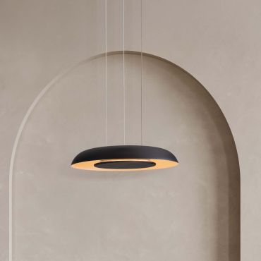 Nova Luce Epos - lampe suspendue - Ø 40 x 145 cm - 24W dimmable LED inclus - noir sablé et blanc