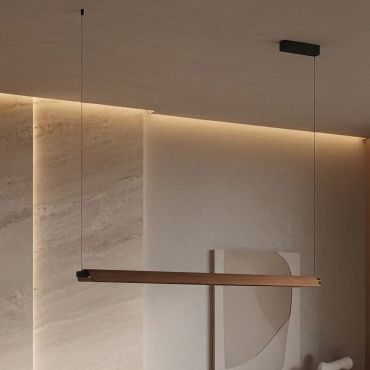 VK Lighting Halo - lampe suspendue - Ø 128 x 200 x 15 cm - 20W dimmable LED inclus - noyer