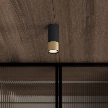 Nova Luce Picto - spot en saillie - Ø 6 x 15 cm - noir et or
