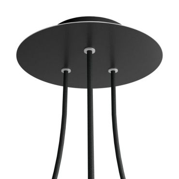 Creative Cables - Rose-One Rosace de plafond ronde pour 3 points lumineux en triangle - Ø 20 x 3,5 cm - noir