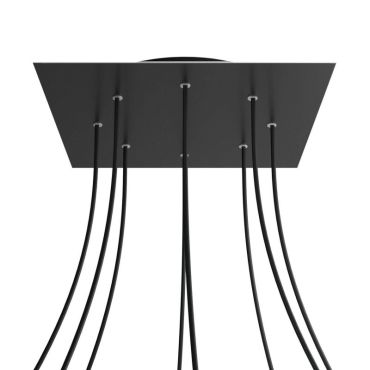 Creative Cables - Rose-One Rosace de plafond carrée pour 8 points lumineux - 40 x 40 x 3,5 cm - noir