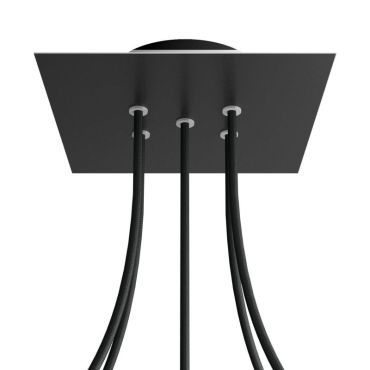 Creative Cables - Rose-One Rosace de plafond carrée pour 5 points lumineux - 20 x 20 x 3,5 cm - noir