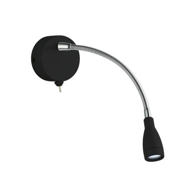 Searchlight Flexy - applique murale avec interrupteur - 7 x 29 cm - 1W LED inclus - chrome et noir