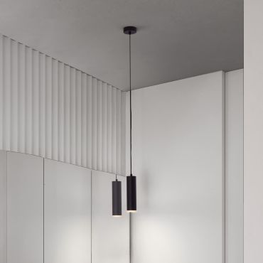 Nova Luce Mao - lampe suspendue - Ø 5,5 x 200 cm - IP44 - noir sablé