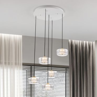 Nova Luce Keros - lampe suspendue - Ø 45 x 200 cm - 30W LED inclus - platine or