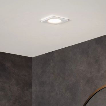 Lucide Ziva - spot encastré - 85 x 85 mm, Ø 75 mm à encastrer - IP44 - blanc