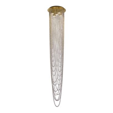 Searchlight Swoop - lampe suspendue - Ø 35 x 180 cm - laiton satiné et transparent