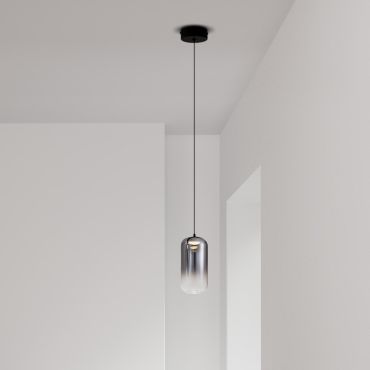 Nova Luce Aelia - lampe suspendue - Ø 10 x 150 cm - 3W LED inclus - noir mat et gris fumé