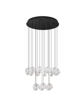 Nova Luce Ifos - lampe suspendue - Ø 60 x 210 cm - 87W dimmable LED inclus - noir sablé et métal chromé