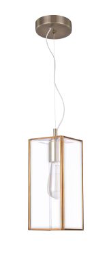 Nova Luce Flavio - lampe suspendue - 32 x 13 x 130 cm - transparent et laiton antique