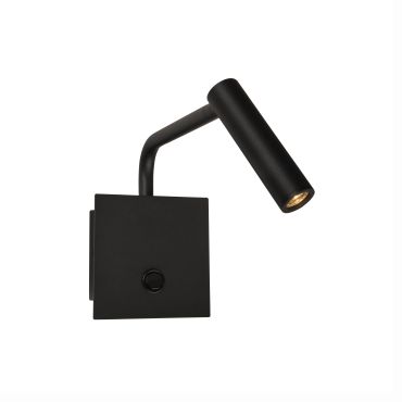 Nova Luce Sicily - applique murale avec interrupteur - 10 x 16 x 23 cm - 3W LED inclus - noir