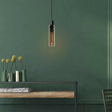 Lucide Orlando - lampe suspendue - Ø 10 x 170 cm - gris fumée et noir