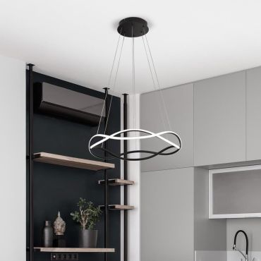 Nova Luce Jinal – suspension – Ø 60 x 120 cm – LED 34W dimmable inclus – noir sable