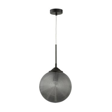 Nova Luce Athena - lampe suspendue - Ø 25 x 120 cm - gris fumé et noir mat