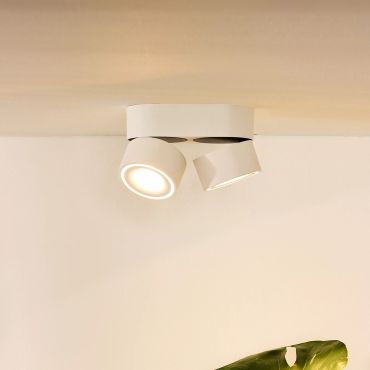 Lucide Yumiko - spot en saillie 2L - 16,1 x 7,8 x 8,2 cm - 2 x 8W LED dimmable inclus - blanc