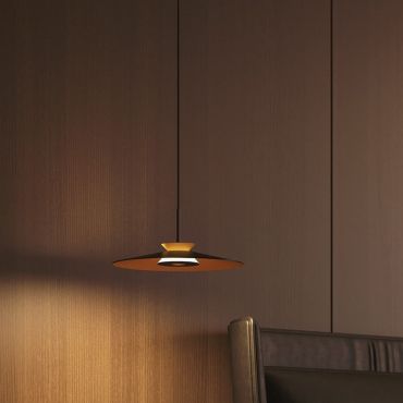 VK Lighting Elise - lampe suspendue - Ø 25 x 311 cm - 10W dimmable LED inclus - noir et or champagne