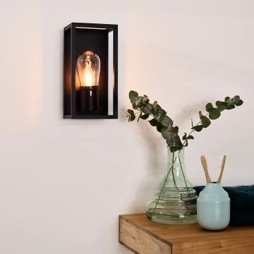 Lucide Carlyn - applique murale - 12,6 x 12,5 x 25 cm - IP54 - noir