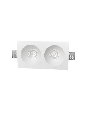 Nova Luce Mib - spot encastré double - 252 x 58 mm, 258 x 137 mm taille d'encastrement - plâtre blanc