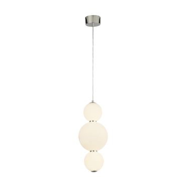 Searchlight Snowball - lampe suspendue - Ø 18 x 148 cm - 18W LED dimmable inclus - blanc et chrome