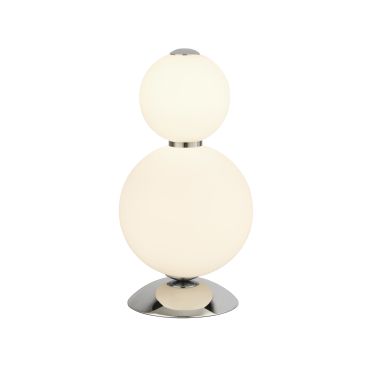 Searchlight Snowball - lampe de table - Ø 18 x 34,5 cm - 15W LED dimmable inclus - blanc et chrome