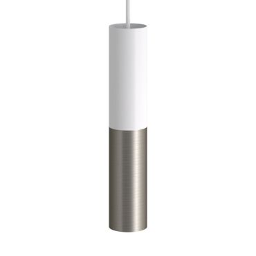 Creative Cables Double Tube - lampe suspendue 1L - Ø 12,5 x Ø 6 x 190 cm - blanc mat et titane
