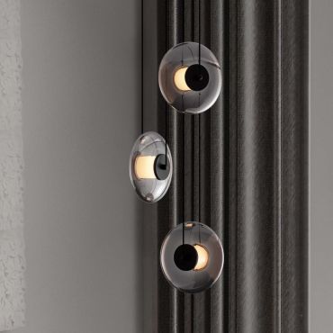 Nova Luce Ballet - lampe suspendue - Ø 35 x 169 cm - 24W dimmable LED inclus - noir sablé et gris fumé
