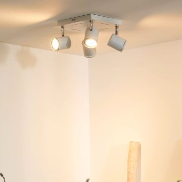 Lucide Rilou - spot en saillie - 22 x 22 x 12 cm - 4 x 5W LED dimmable inclus - blanc