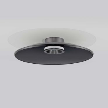 Nova Luce Esti - plafonnier - Ø 50 x 10,6 cm - 33W dimmable LED inclus - nickel brossé et verre fumé