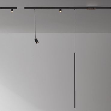 Nova Luce Ultra Slim - lampe suspendue sur rail - Ø 1,5 cm x 150 cm - 5W LED inclus - noir
