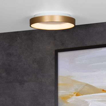 Lucide Vidal - plafonnier - Ø 28 x 6 cm - 21W LED inclus - or mat/laiton.