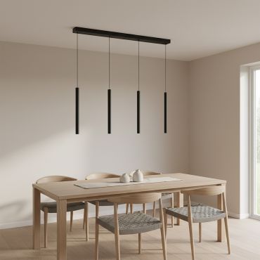 Lucide Lorenz - lampe suspendue - 120 x 4 x 180 cm - 4 x 4W LED dimmable inclus - noir