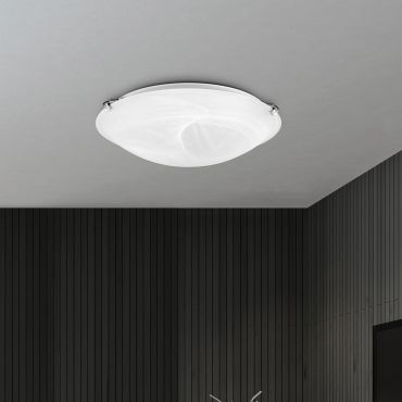 Nova Luce Giorno - plafonnier - Ø 30 x 8 cm - albâtre et chrome