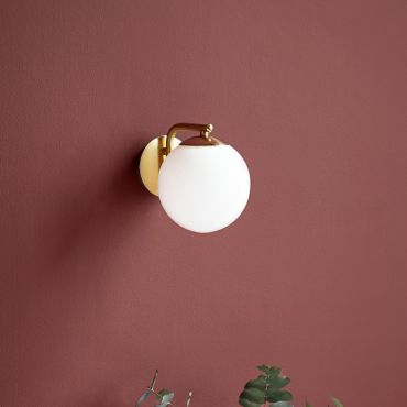 Nordlux Grant 15 - applique murale avec interrupteur - 14,5 x 16,4 cm - laiton et blanc opale
