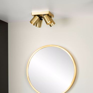 Lucide Nigel - spot en saillie - 20 x 20 x 11,5 cm - 4 x 5W LED dimmable inclus - dim to warm - or