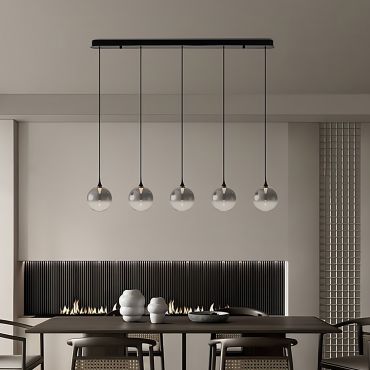 Nova Luce Orenda - lampe suspendue - 120 x 180 x 16 cm - 20W dimmable LED inclus - noir mat et verre fumé