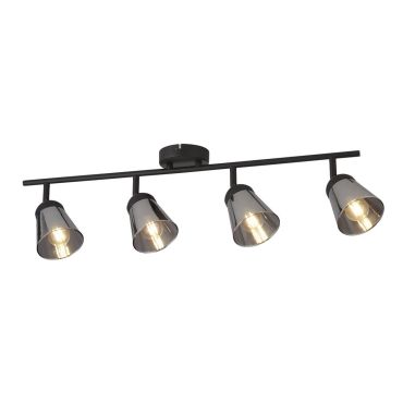 Searchlight Mega - spot en saillie 4L - 83 x 24 x 14 cm - noir et verre fumé
