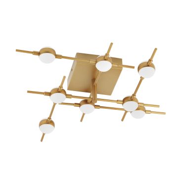 Nova Luce Atomo - plafonnier - 51 x 51 x 14 cm - 8 x 2,4W LED inclus - or