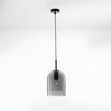 Nova Luce Velor - lampe suspendue - Ø 18 x 240 cm - verre fumé et noir