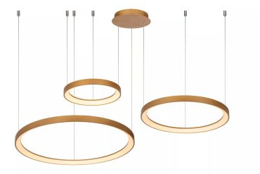 Lucide Vidal - lampe suspendue - Ø 78 x 200 cm - 120W LED inclus - or mat/laiton.