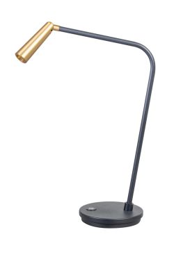 ETH Barry - lampe de table - Ø 14,5 x 46 cm - LED 3W incluse - noir et laiton