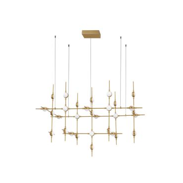Nova Luce Atomo - lampe suspendue avec télécommande - 106 x 58,5 x 150 cm - 30 x 2,4W LED dimmable inclus - or