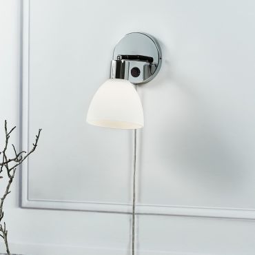 Nordlux Ray 12 - applique murale avec interrupteur - 12 x 20 cm - chrome et blanc opale